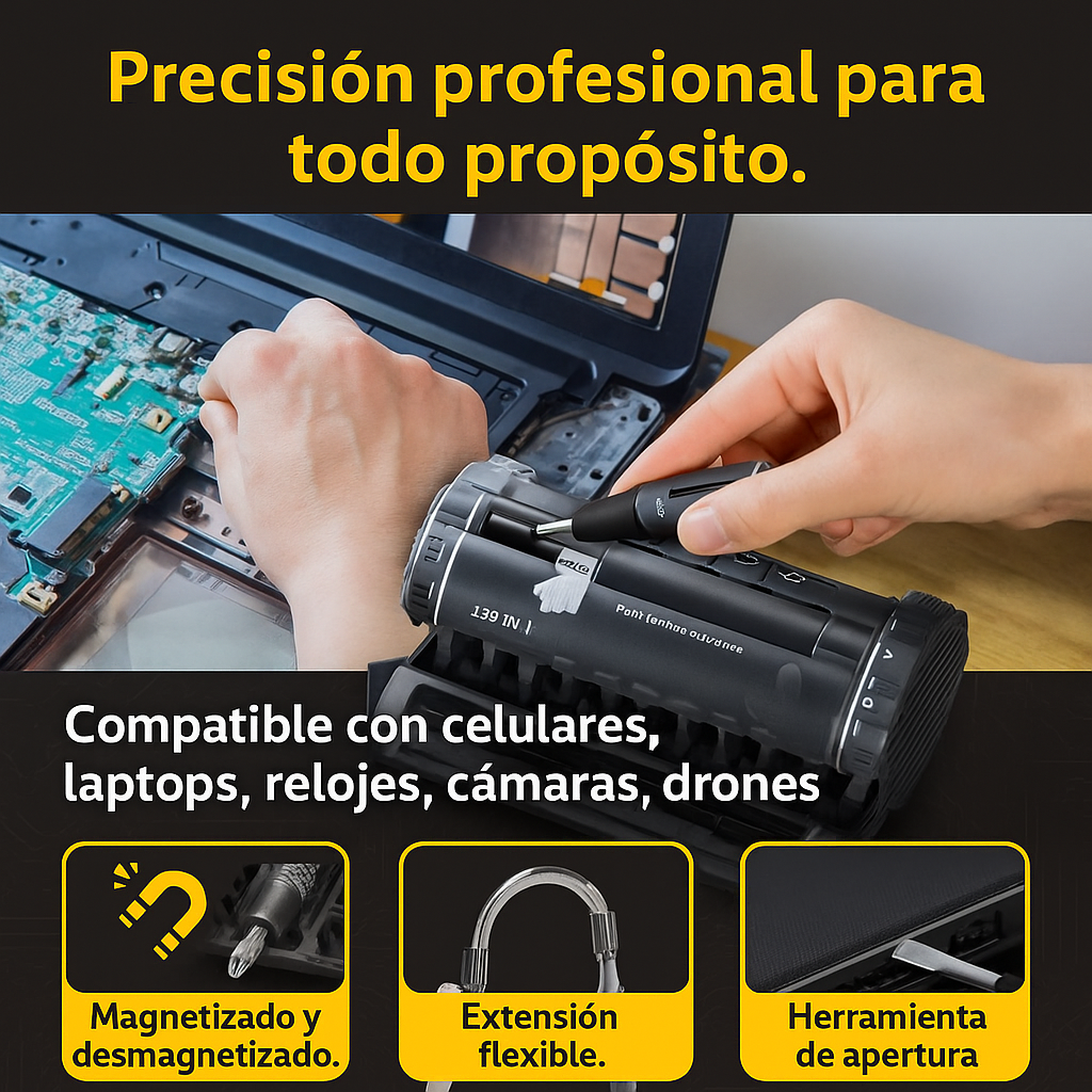 Kit Destornilladores de Precisión 128 en 1 – Profesional y Compacto