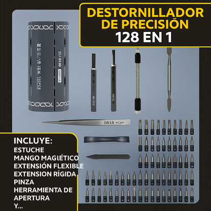 Kit Destornilladores de Precisión 128 en 1 – Profesional y Compacto